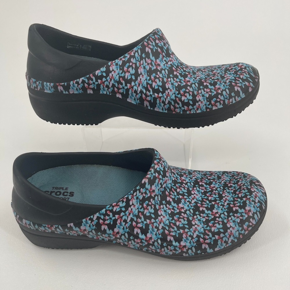 Crocs WOMENS Triple Comfort Floral Flowers Slip On Clogs Shoes SIZE‎ 7